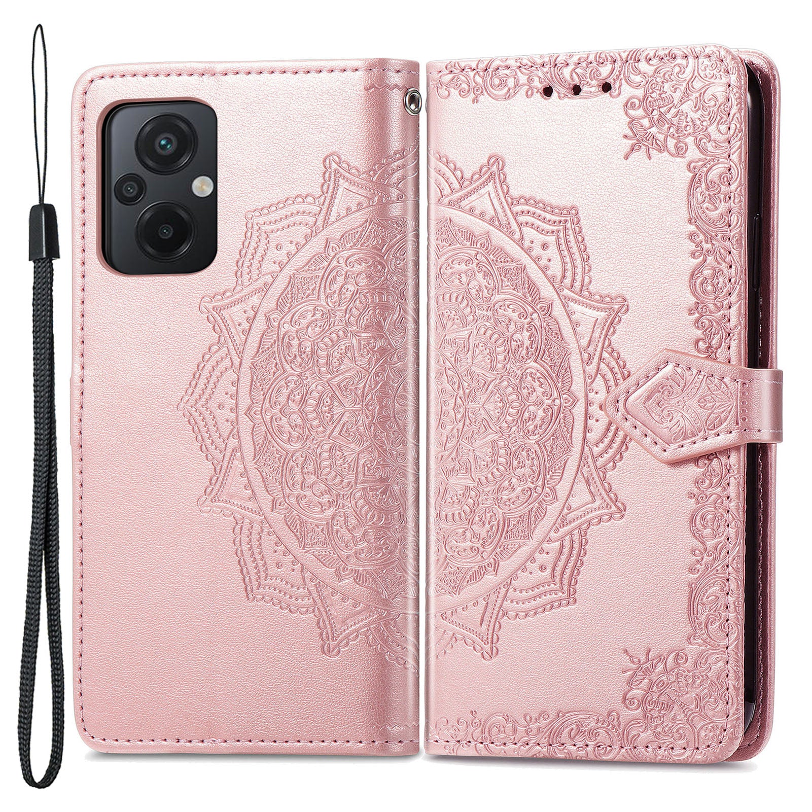 For Xiaomi Poco M5 4G Embossed Mandala Pattern PU Leather Cover Magnetic Closure Stand Flip Wallet Phone Case with Strap For Xiaomi Poco M5 4G Embossed Mandala Pattern PU Leather Cover Magnetic Closure Stand Flip Wallet Phone Case with Strap